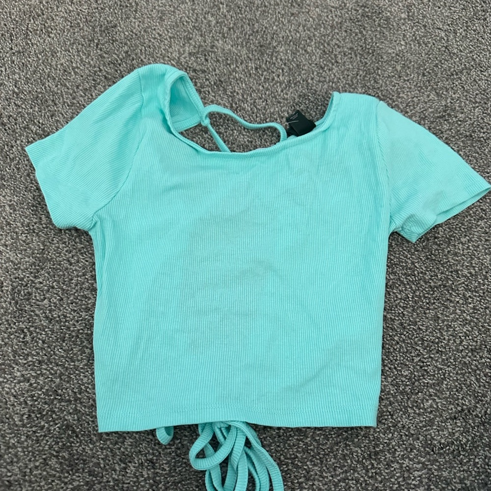 Wild Fable Turquoise Ribbed Crop Top